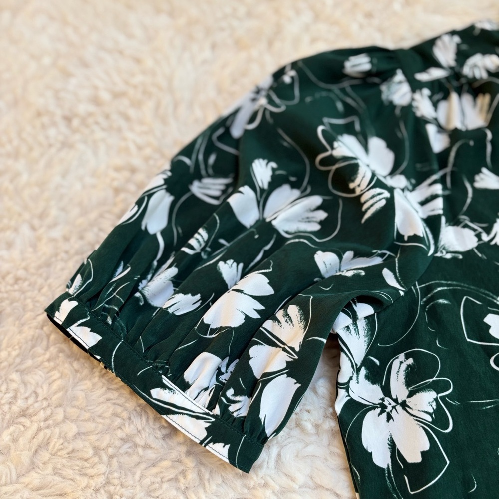 Alfani Dark Hunter Green Floral Blouse - Picture 7 of 11